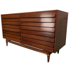 American Of Martinsville Six Drawer Louvered Front Dresser