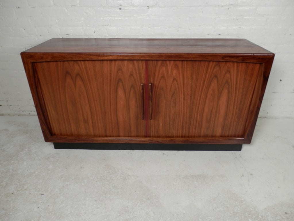 Vintage Danish Modern Rosewood Tambour Door Server