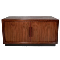 Vintage Danish Modern Rosewood Tambour Door Server Vintage Danish Modern Rosewood Tambour Door Server