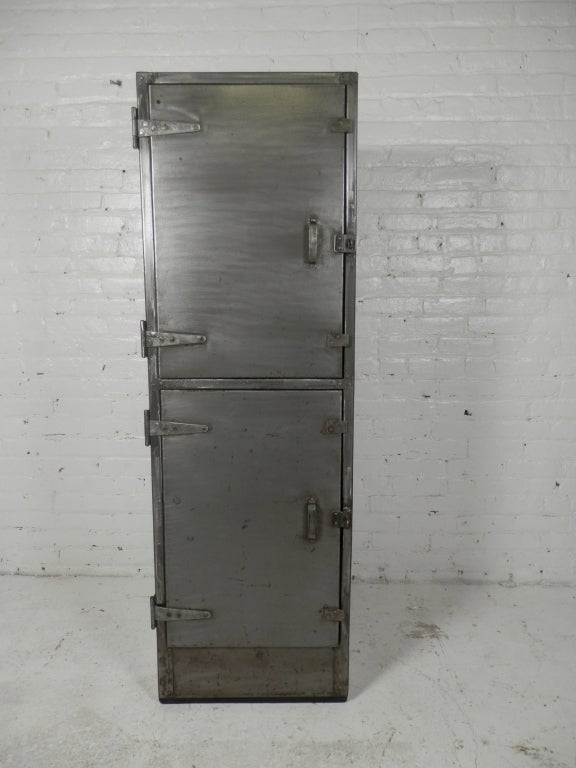 Mid-20th Century Industrial Metal Mid Century Two Door Locker