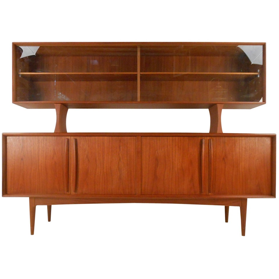 Danish Teak Sideboard with Top Display Shelf