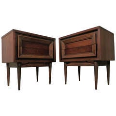 Retro Pair Of American Two Drawer Nightstands