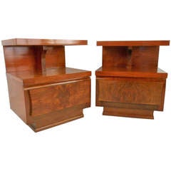 Pair of Mid-Century Modern Lane Style Walnut Nightstands