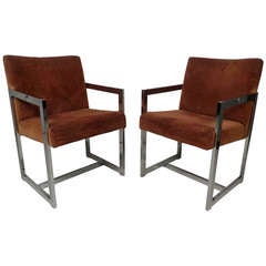 Milo Baughman Form Chrome Arm Chairs