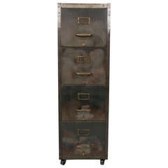Vintage Large Metal Rolling File Cabinet