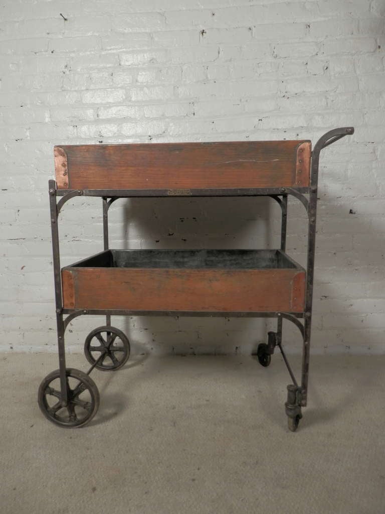Antique Industrial Two Level Cart 5