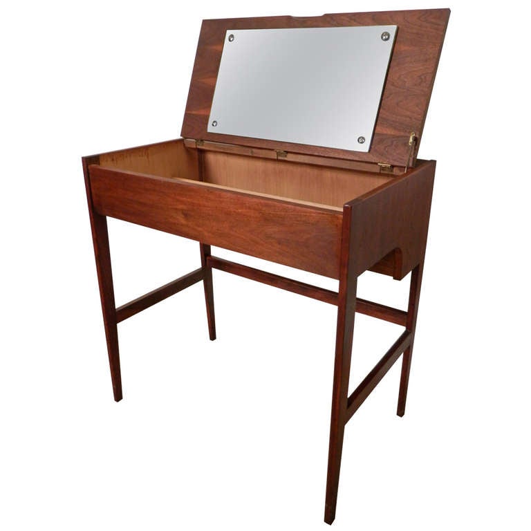 MidCentury Petite Walnut Vanity Table at 1stDibs