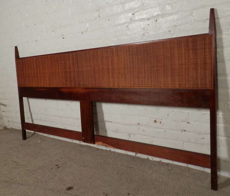 American Paul McCobb Walnut and Cane King Size Headboard
