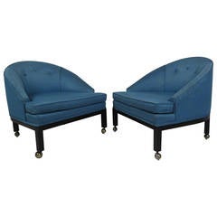 Pair Vintage Modern Rolling Club Chairs