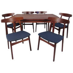 Henning Kjaernulf for Bruno Hansen Dining Chairs with Table 9