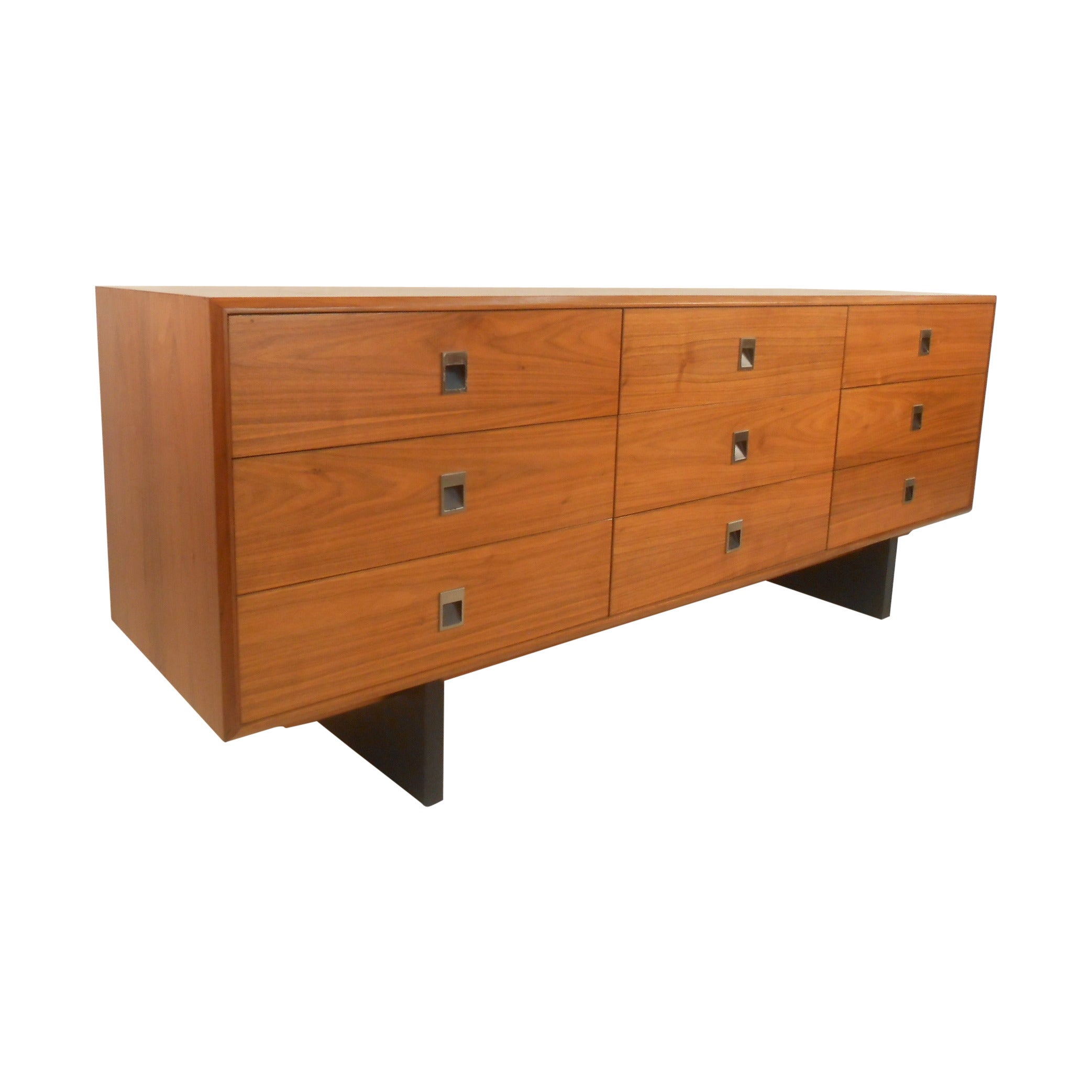 Mid-Century Modern Teak Nine-Drawer Dresser