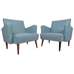 Pair of Mid-Century Modern Vinyl Lounge Chairs in the style of Paul McCobb 11