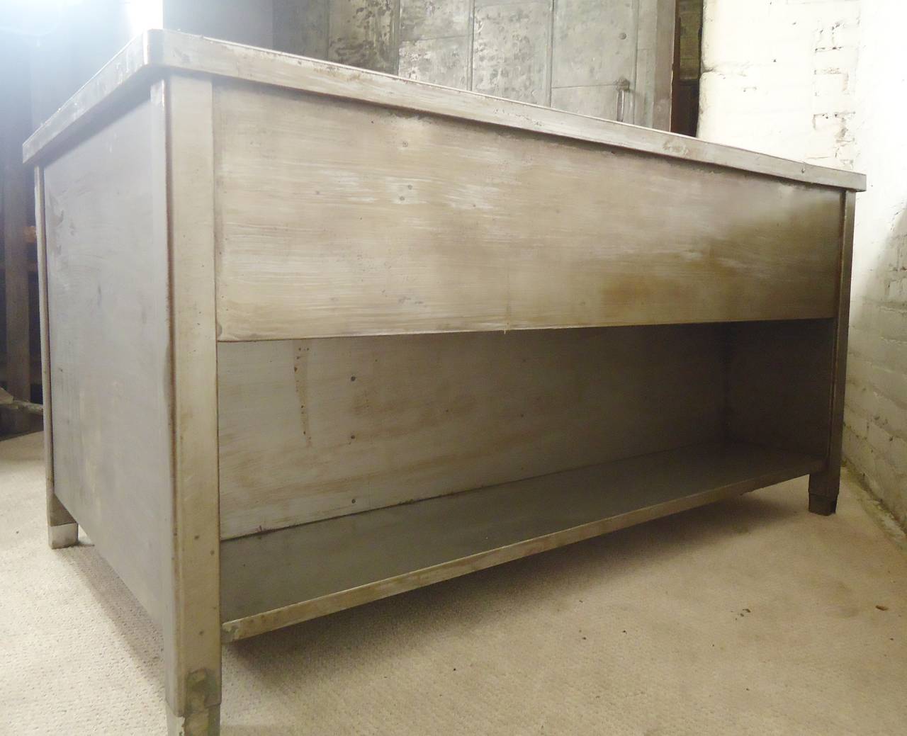 Massive Industrial Workstation Table For Sale at 1stDibs