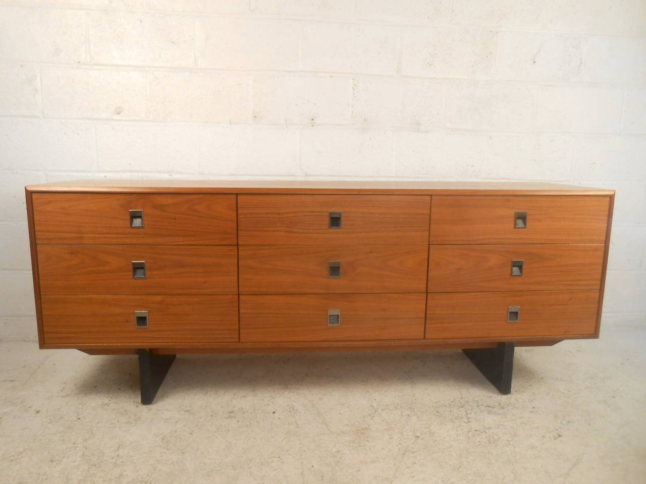 Mid-Century Modern Teak Nine-Drawer Dresser