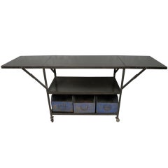 Unique Industrial Metal Console Table w/ Extendable Sides