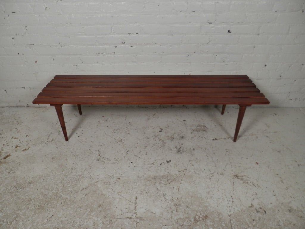 Classic Mid-Century Modern Slat Bench