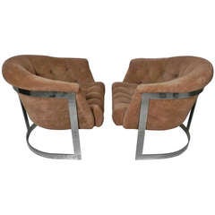 Milo Baughman Barrel Back Lounge Chairs