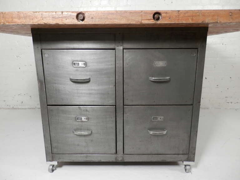 American Large Double Sided Industrial Kitchen Island