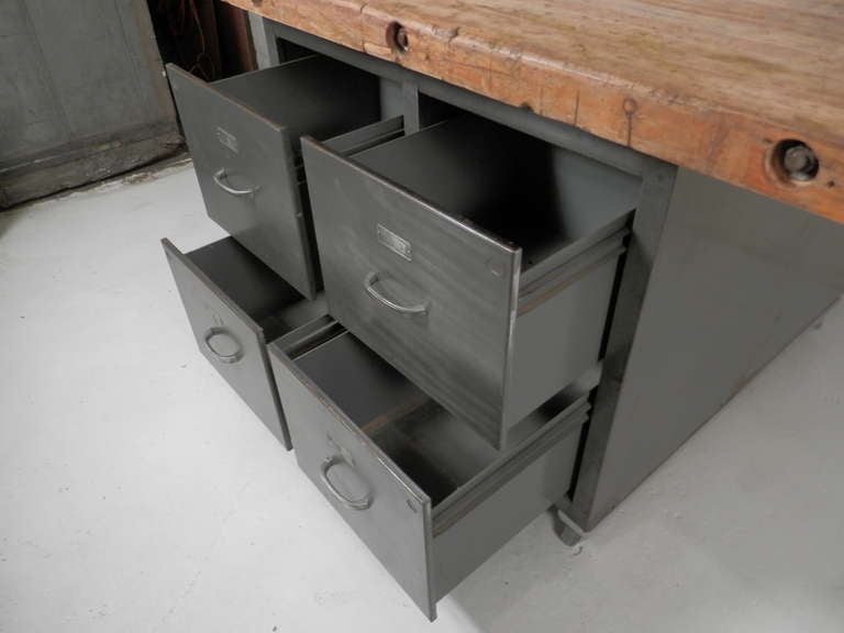 Large Double Sided Industrial Kitchen Island In Excellent Condition In Brooklyn, NY