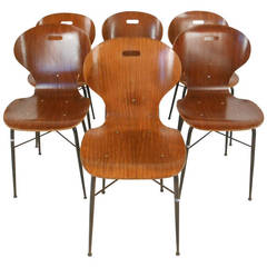 Six Italian Mid Century Molded Plywood Chairs 6