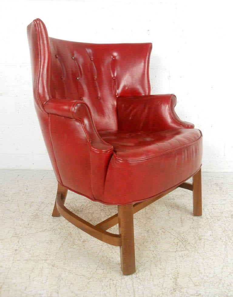 Vintage Vinyl Wingback Chair at 1stDibs