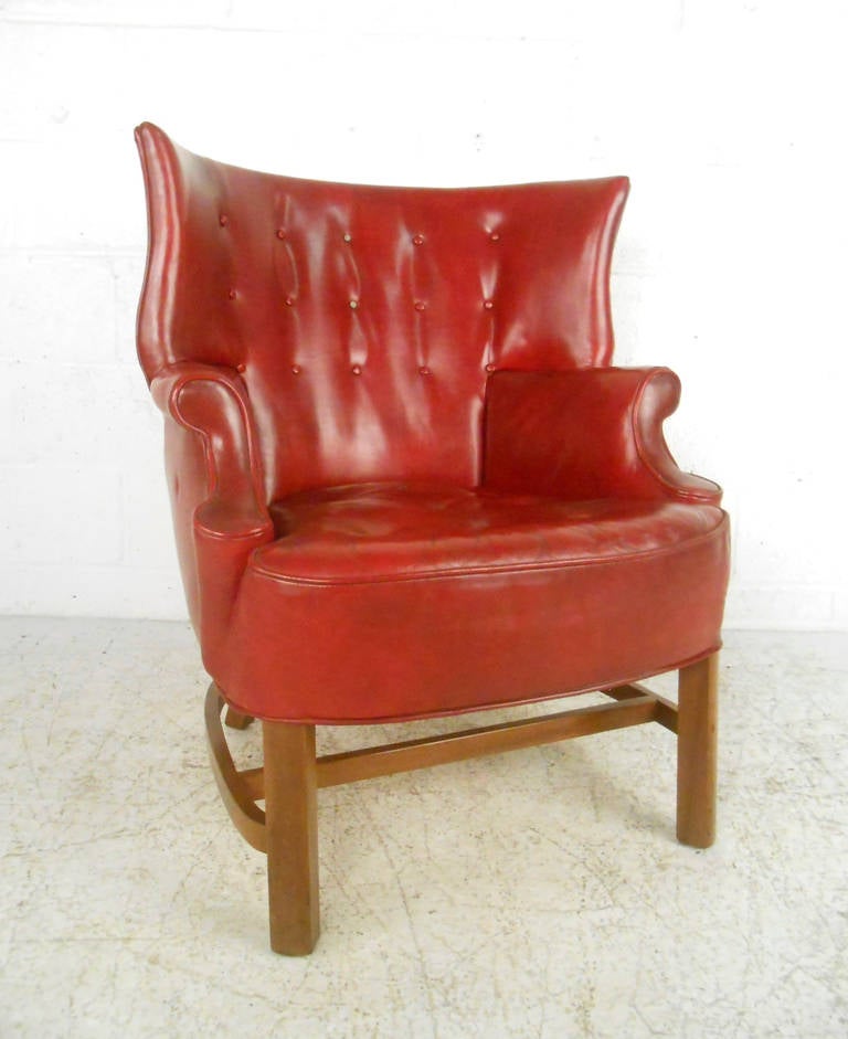 Vintage Vinyl Wingback Chair at 1stDibs