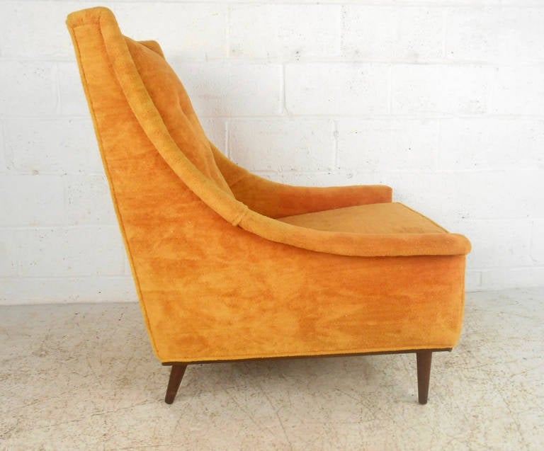 Mid-20th Century Mid-Century Modern Paul McCobb Style Highback Chair and Ottoman