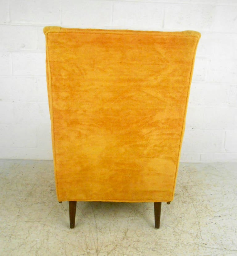 Mid-Century Modern Paul McCobb Style Highback Chair and Ottoman 1