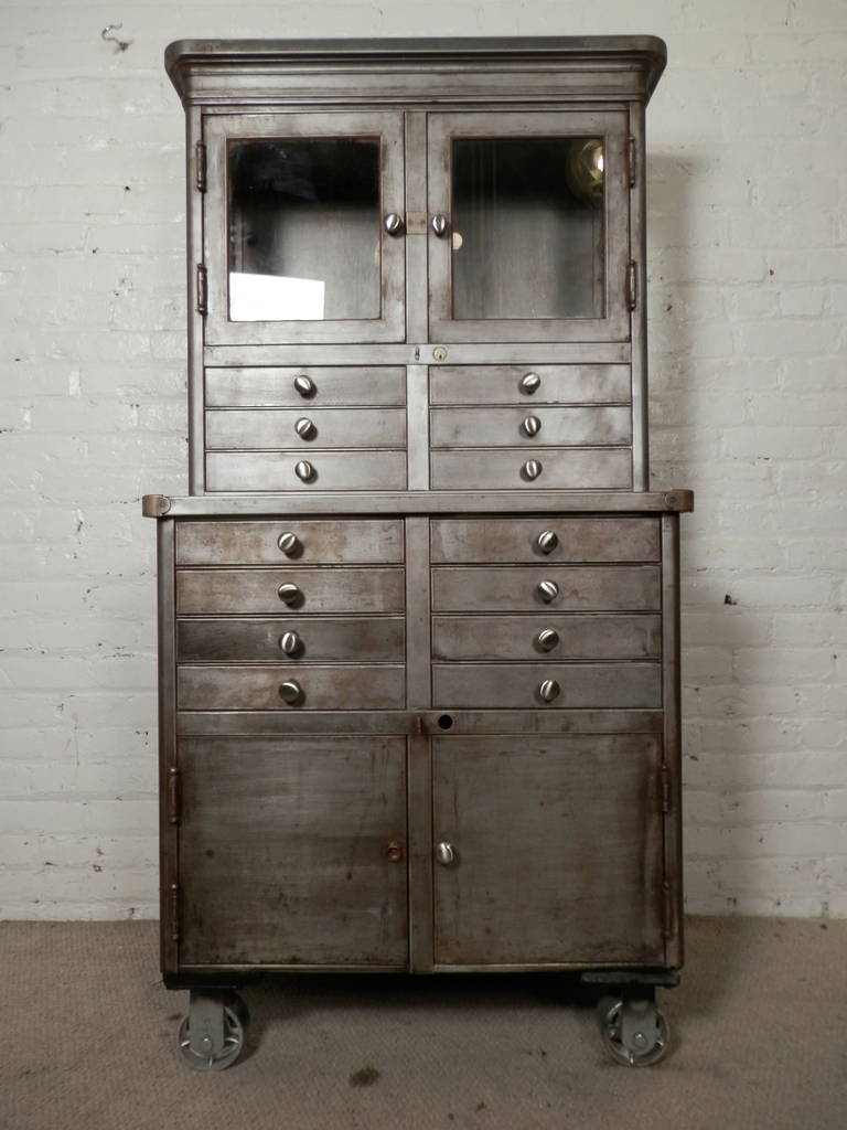Large Early 20th Century Rolling Cabinet 1
