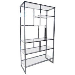Chrome and Glass Etagere by Milo Baughman Chrome and Glass Etagere by Milo Baughman