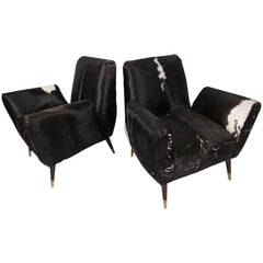 Pair of Mid Century Modern Cowhide Lounge Chairs