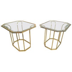 Pair of Brass Tulip Form End Tables 11