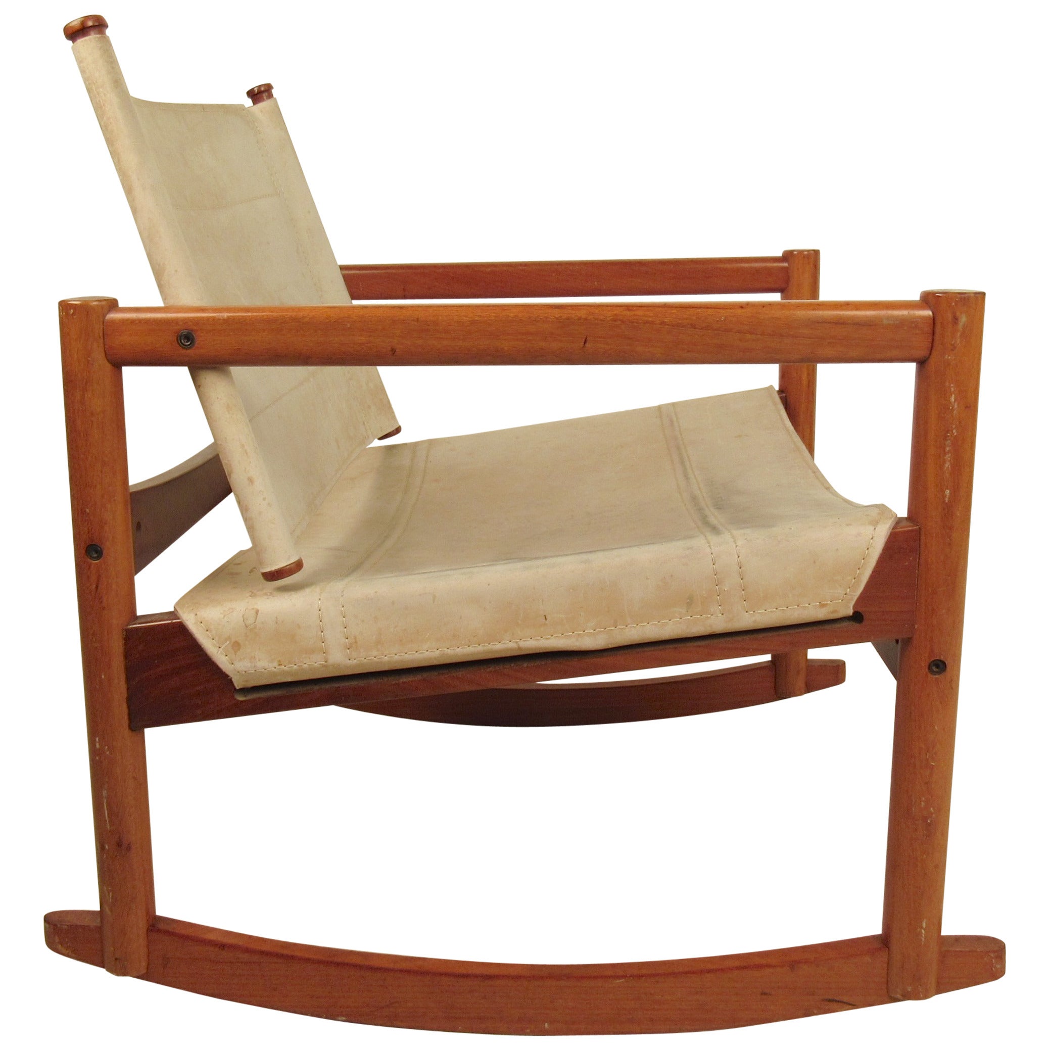 Leather Sling Rocker by Michel Arnoult