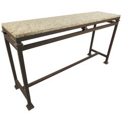 Industrial Modern Marble-Top Console Table