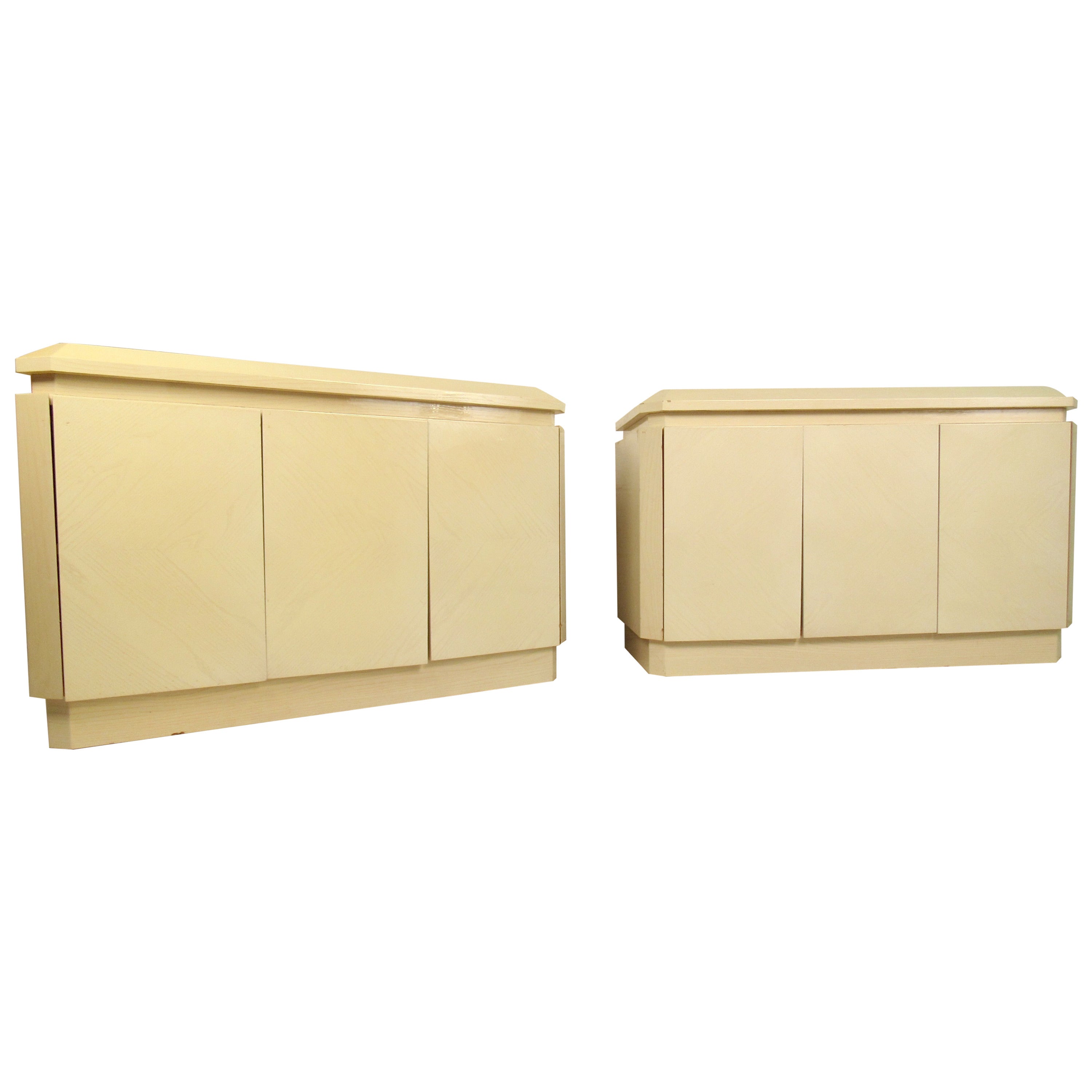 Pair Vintage Modern Lacquer Sideboards