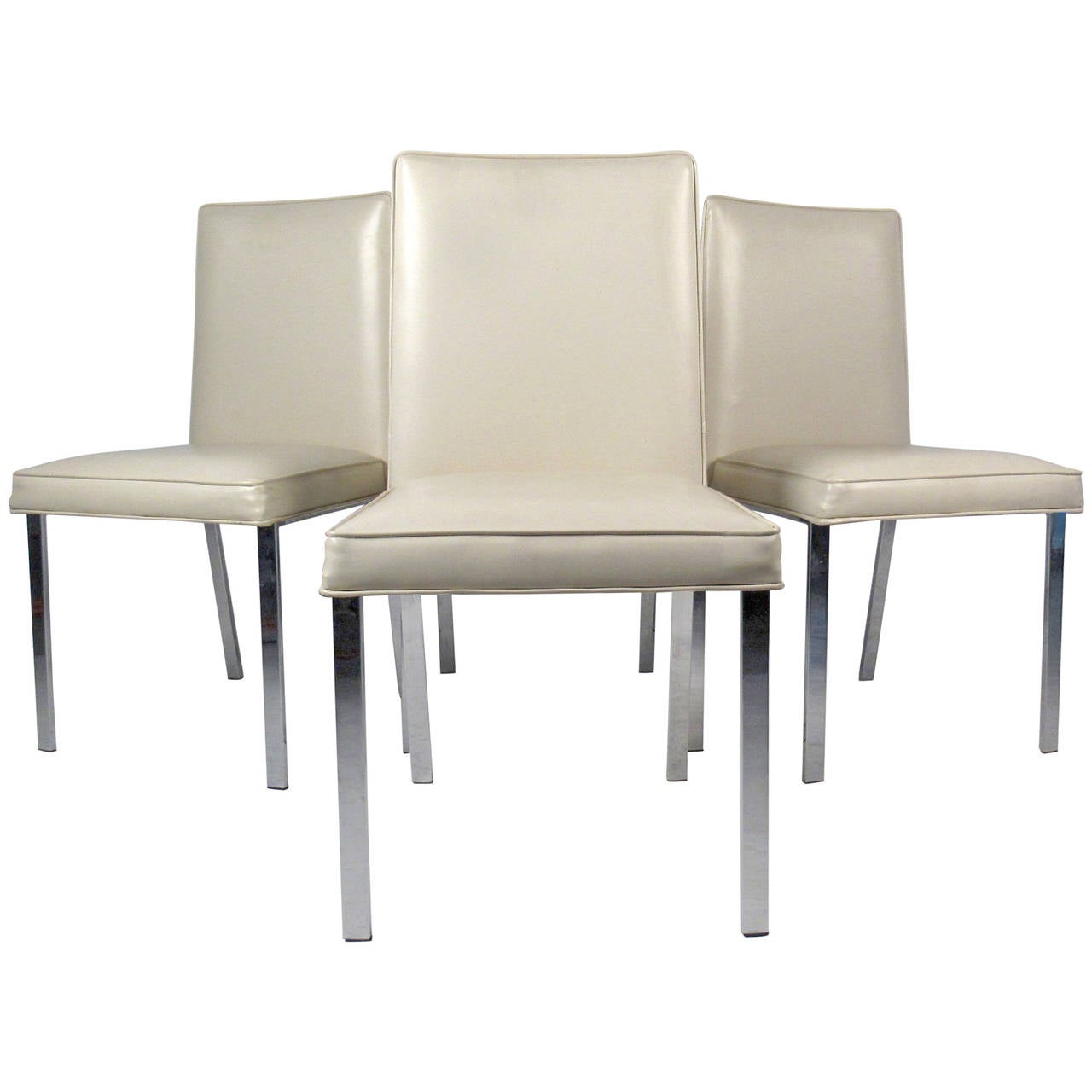 Set of Four Chrome and Vinyl Dining Chairs at 1stdibs