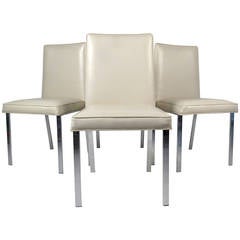 Set of Four Chrome and Vinyl Dining Chairs