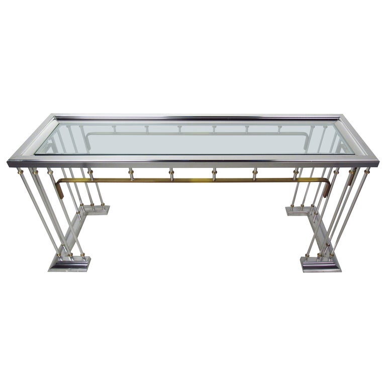 Modern Console Table In Chrome And, Contemporary Chrome Console Table