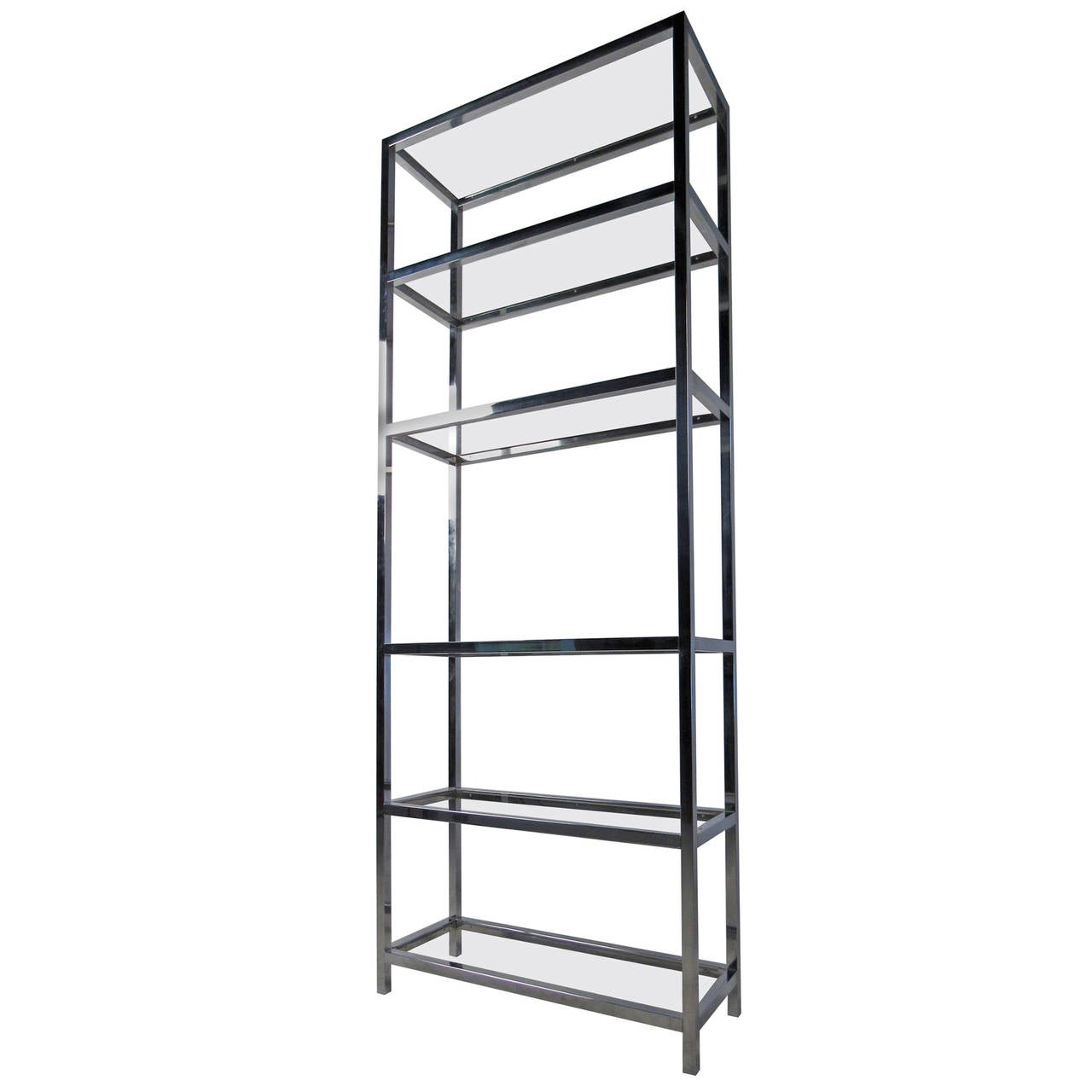 Mid Century Modern Aluminum And Glass Etagere Style of Paul Mayen at