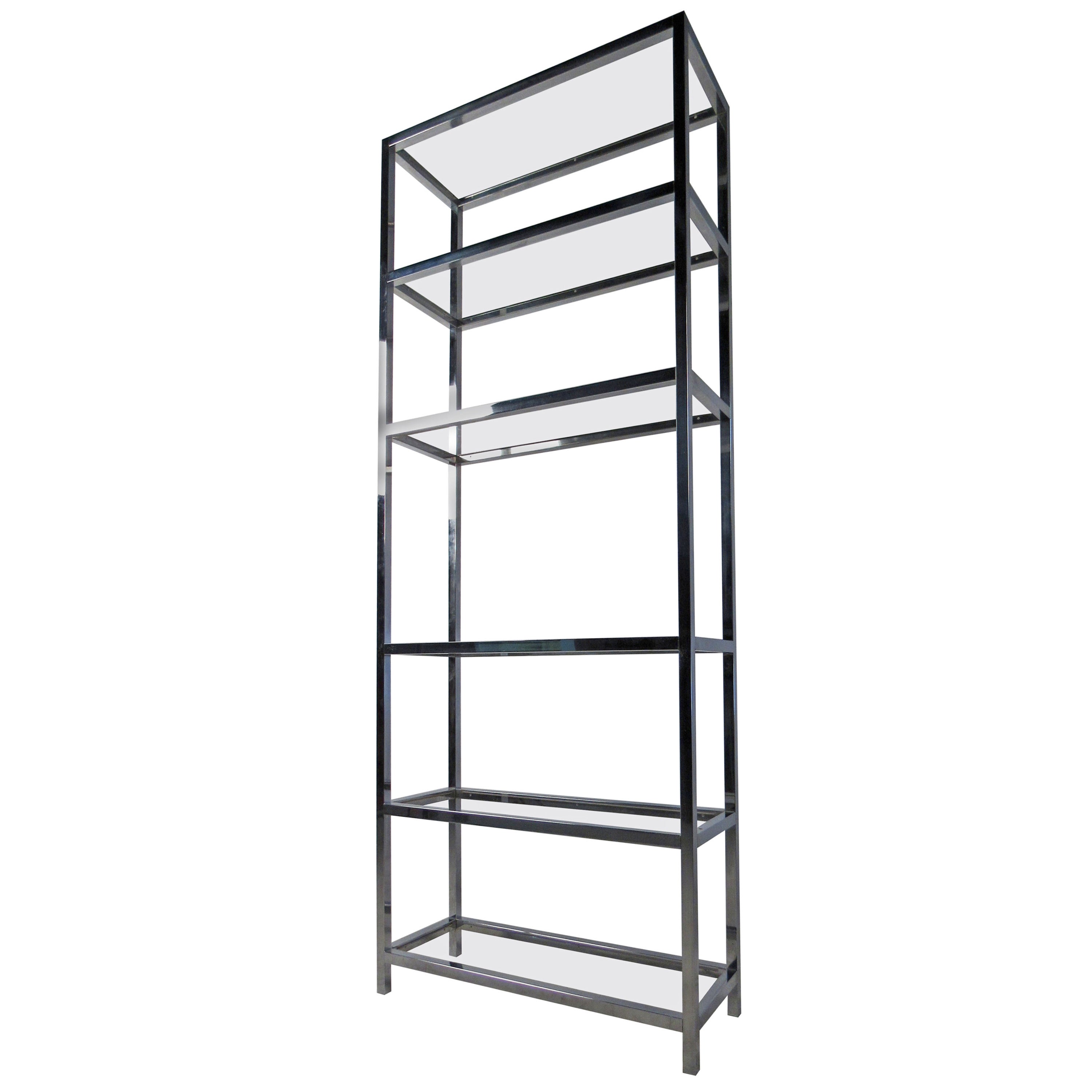 Lovely Pair of Floating Aluminum and Glass Shelves Etagere Midcentury