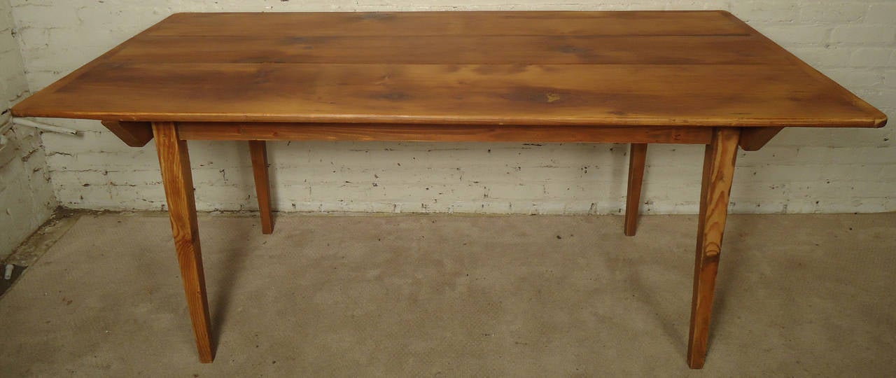 Rustic Antique Solid Pine Farm Table with Removable Top