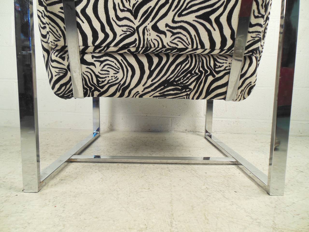 Vintage Chrome Lounge Chair with Zebra Print In Good Condition In Brooklyn, NY