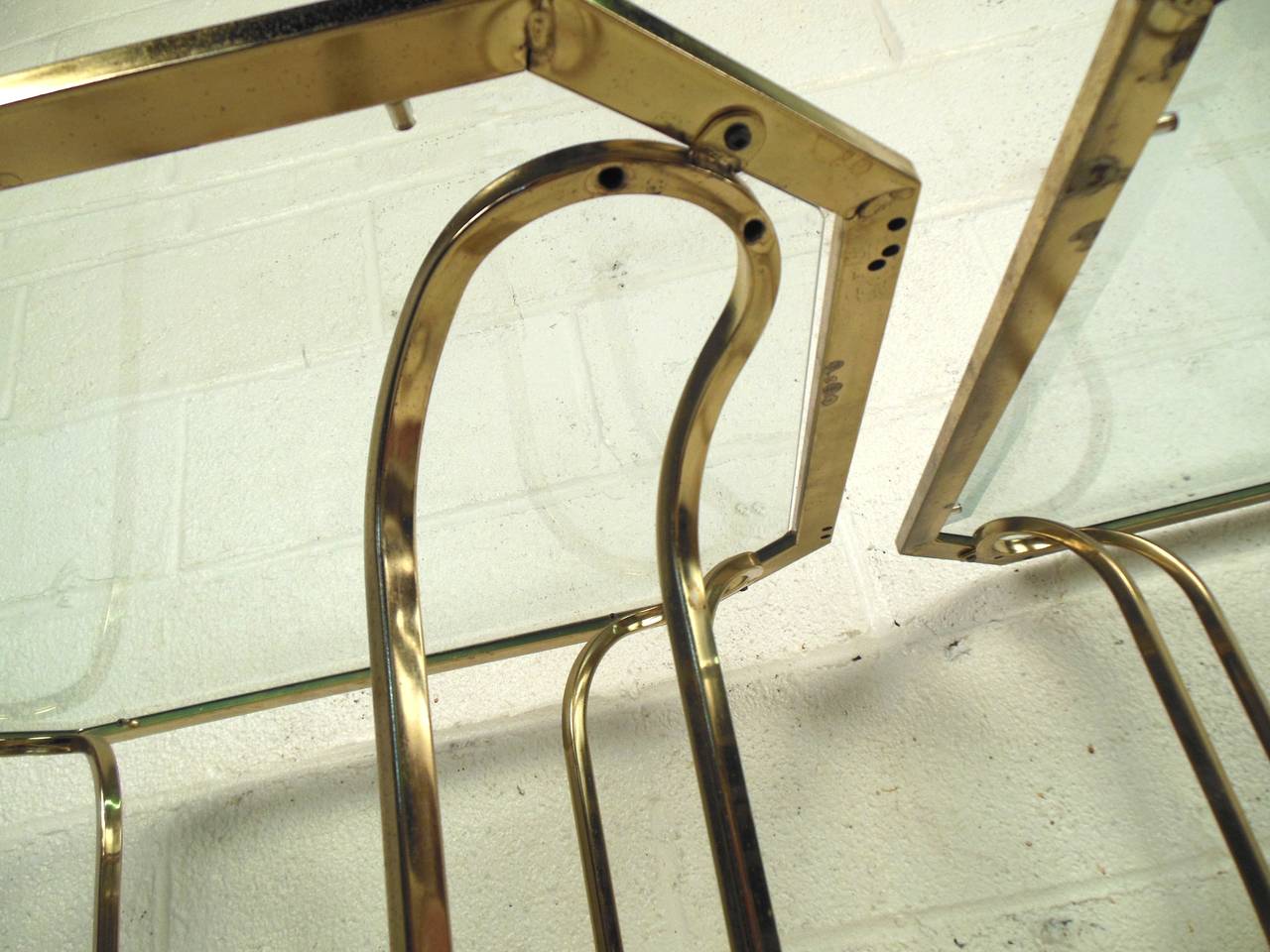 Pair of Brass Tulip Form End Tables For Sale 2