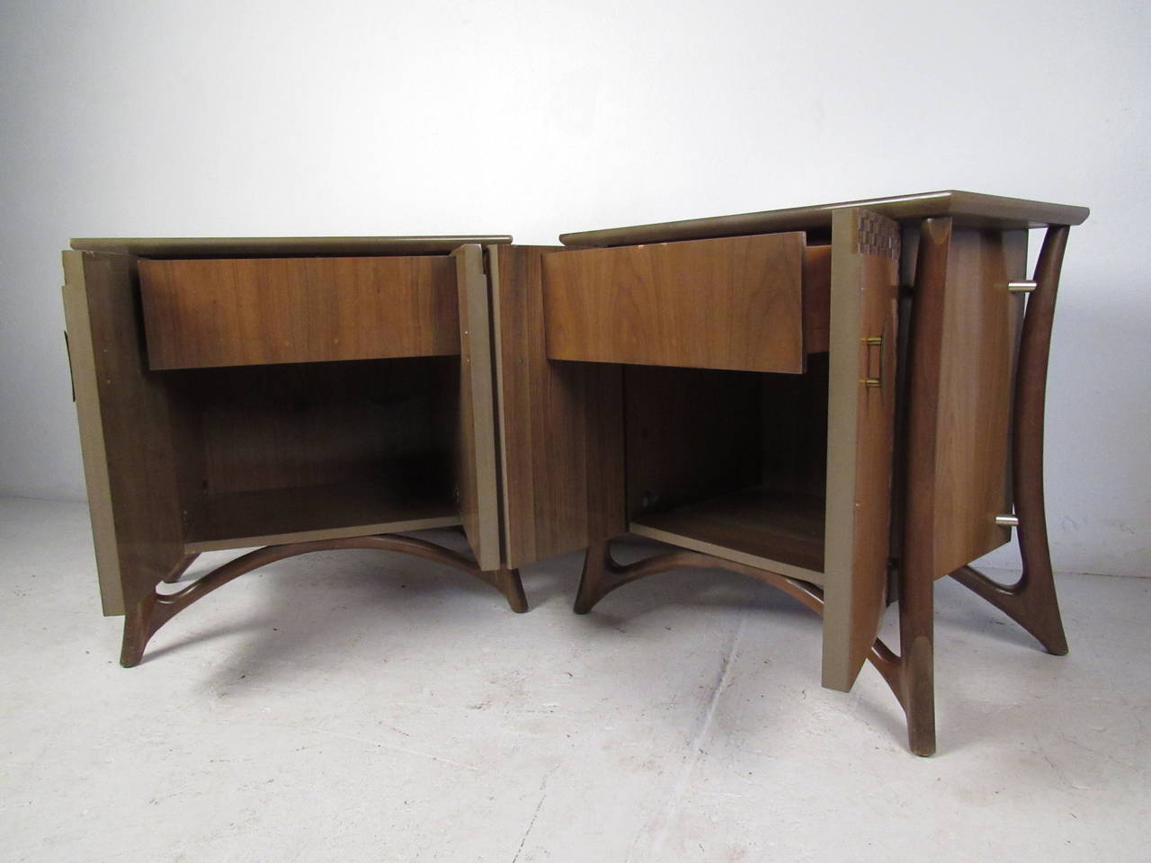 American Pair Vintage Nightstands Attributed to Piet Hein For Sale