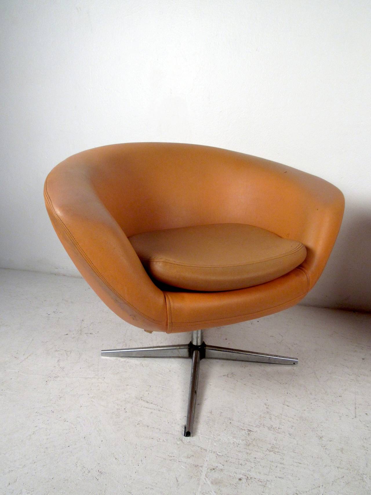 mid century modern chair orange