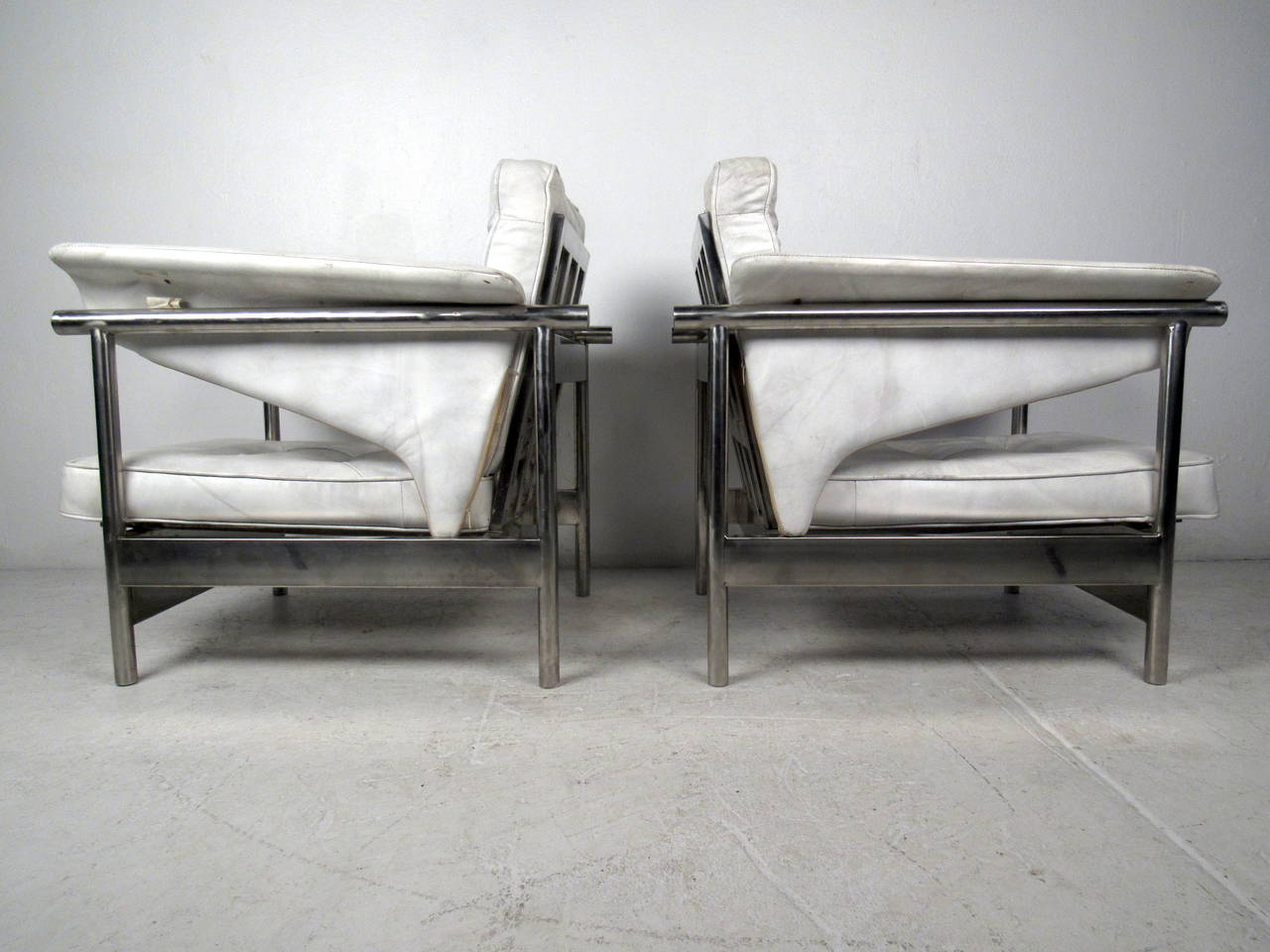 20th Century Midcentury Chrome Lounge Chairs For Sale