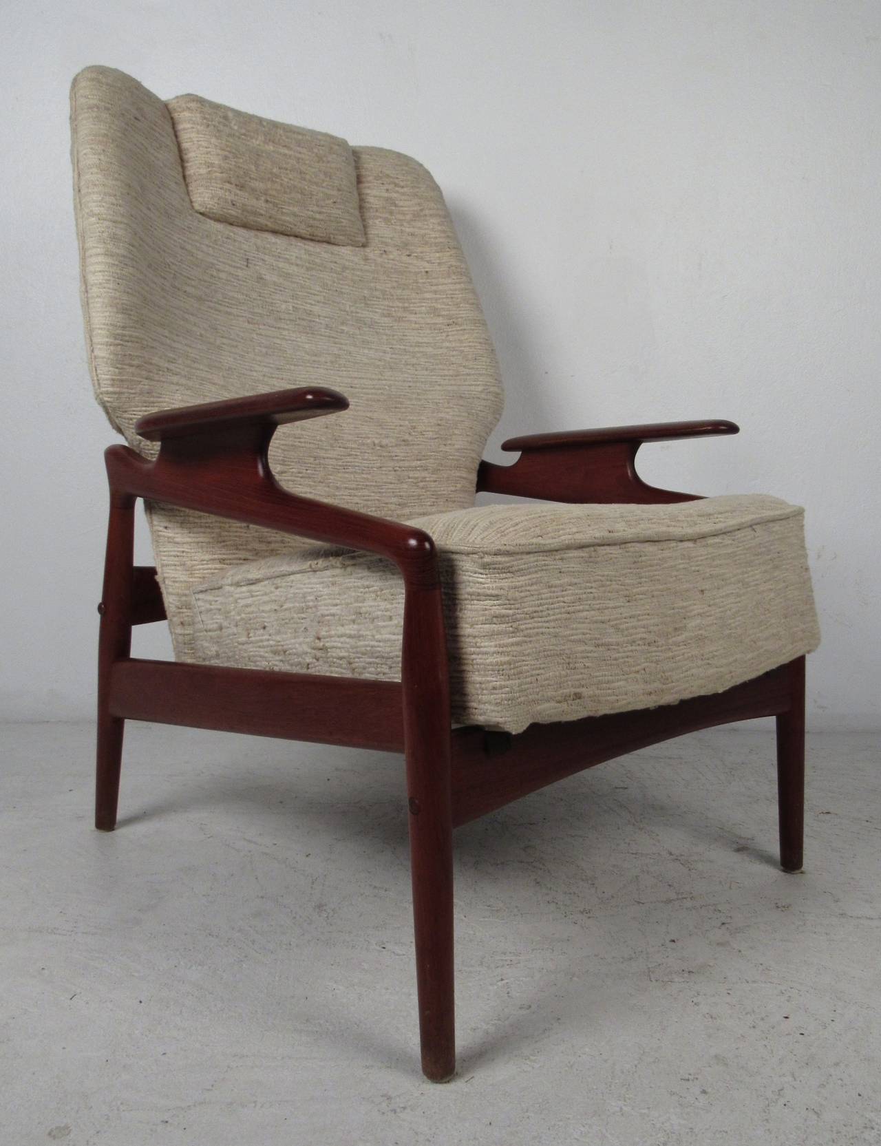 Danish Modern Reclining Lounge Chair and Ottoman For Sale ...