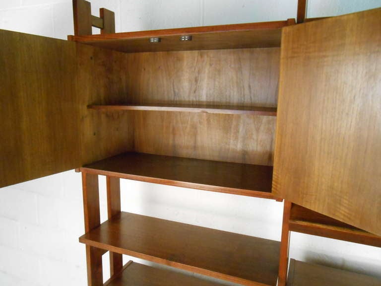 Standing Walnut Wall Unit In Good Condition In Brooklyn, NY