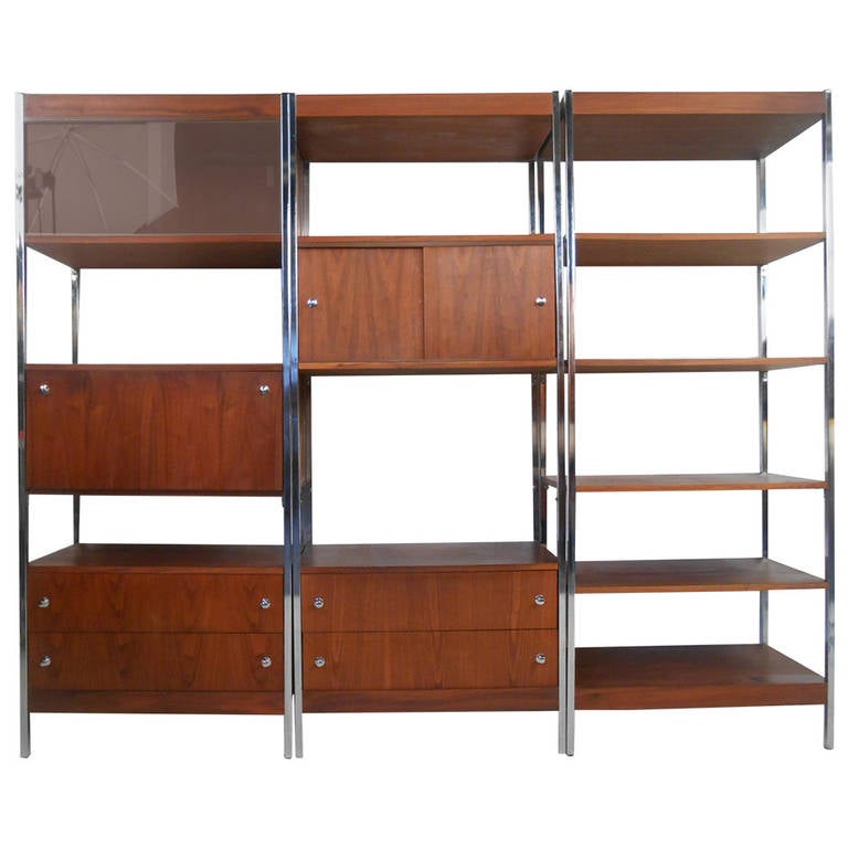 Sleek Three Piece MidCentury Modern Wall Unit at 1stDibs