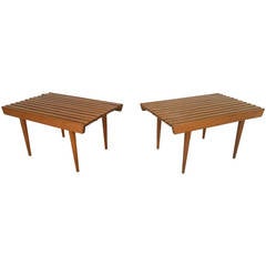 Pair Mid-Century Modern George Nelson Style Slat Benches